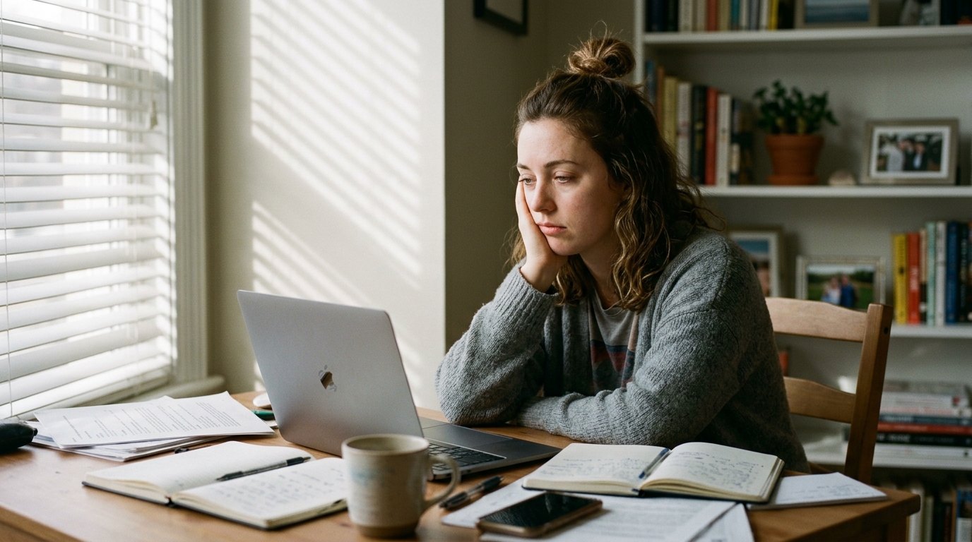 woman feeling afternoon fatigue at her desk