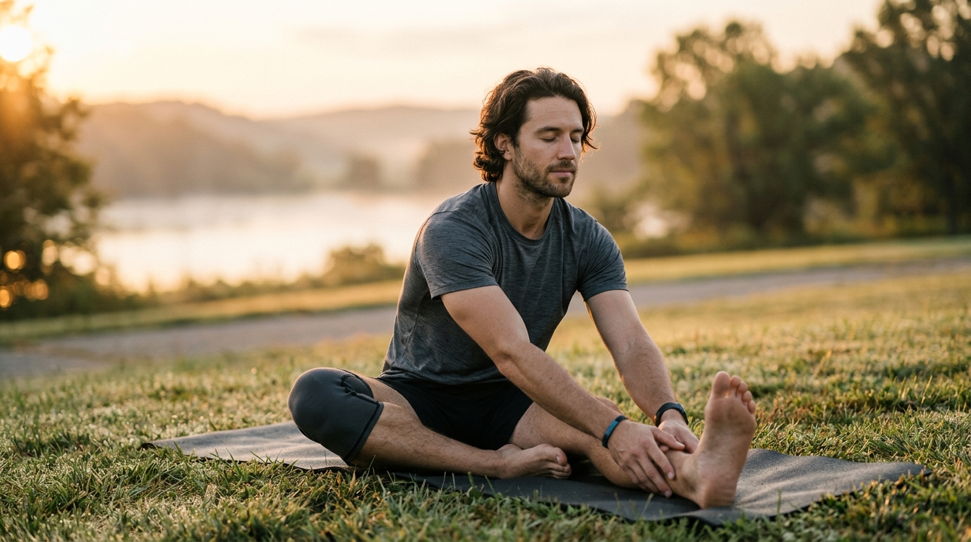 athlete focusing on cardiovascular recovery outdoors