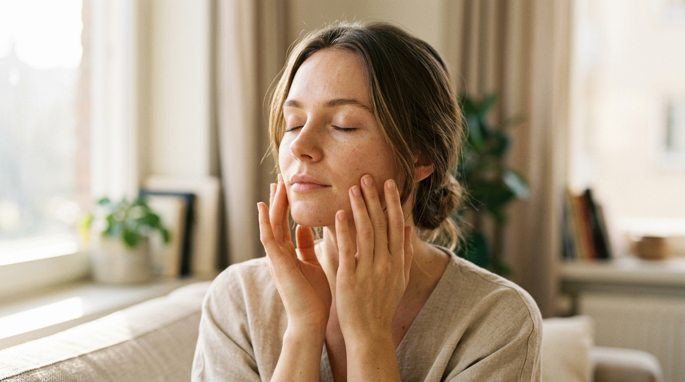 woman listening to her skin natural rhythms