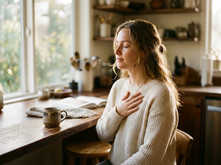 woman finding calm moment morning light