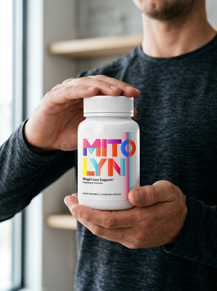 Mitolyn supplement bottle held by hands