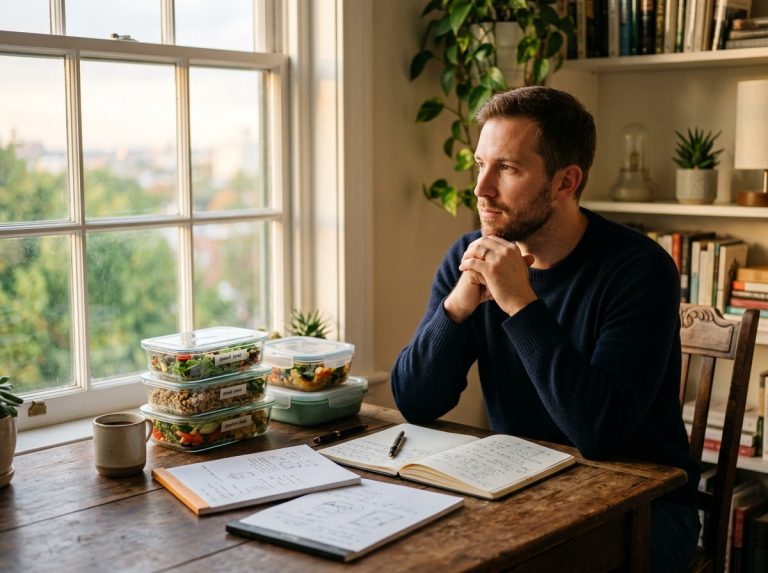 thoughtful man at desk morning light