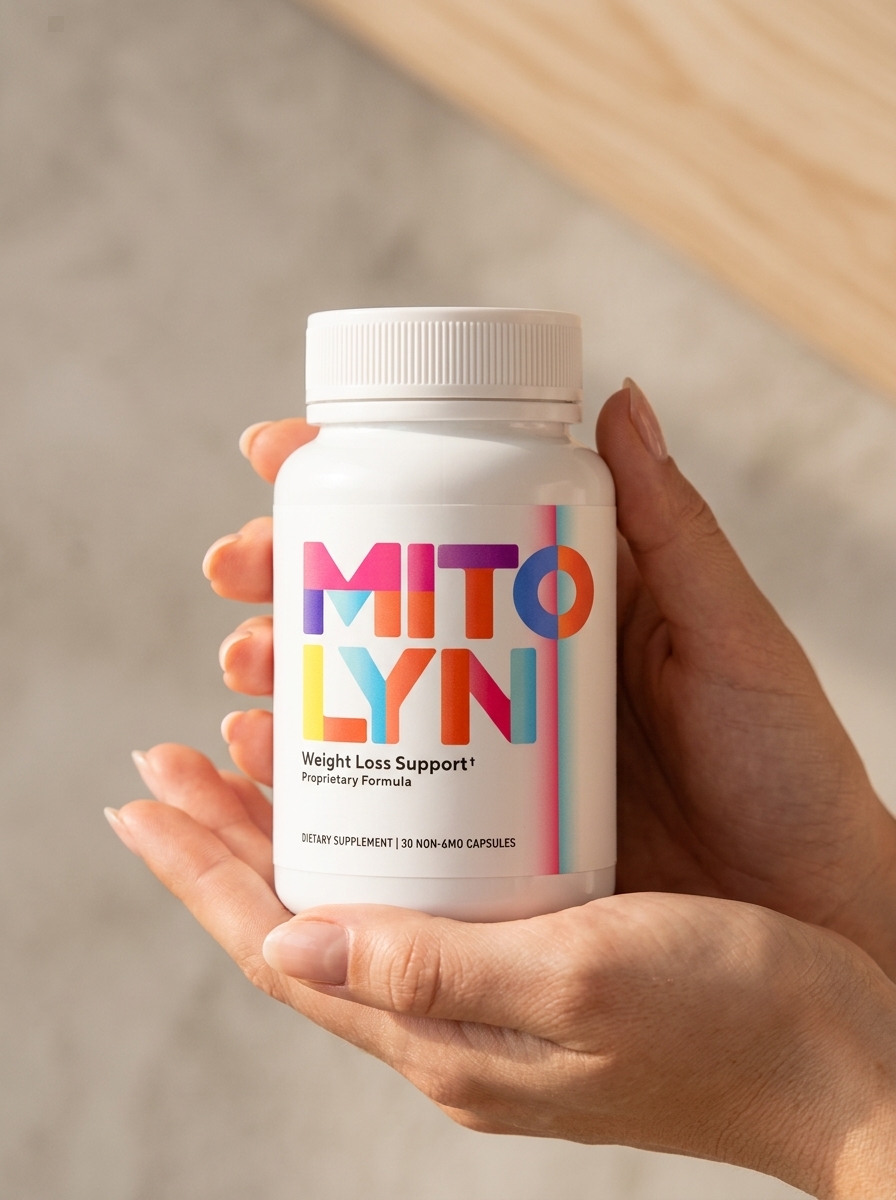 Mitolyn mitochondrial support supplement bottle hands