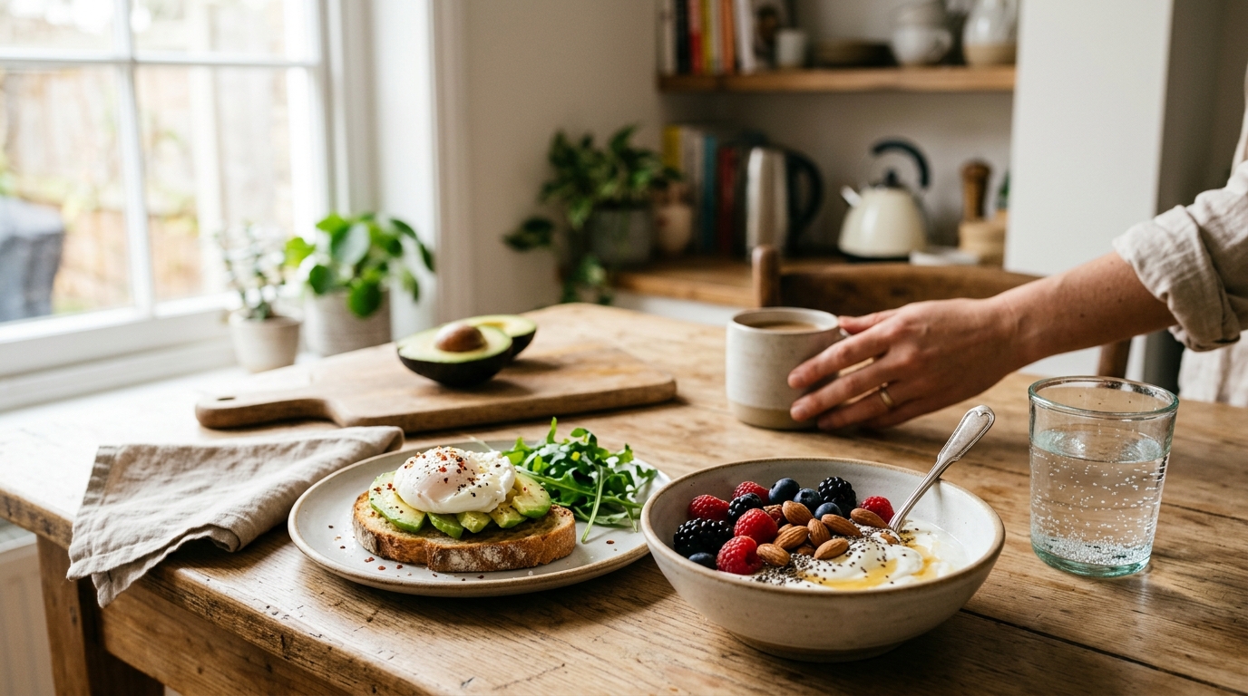 breakfast rhythm with protein berries and hydration