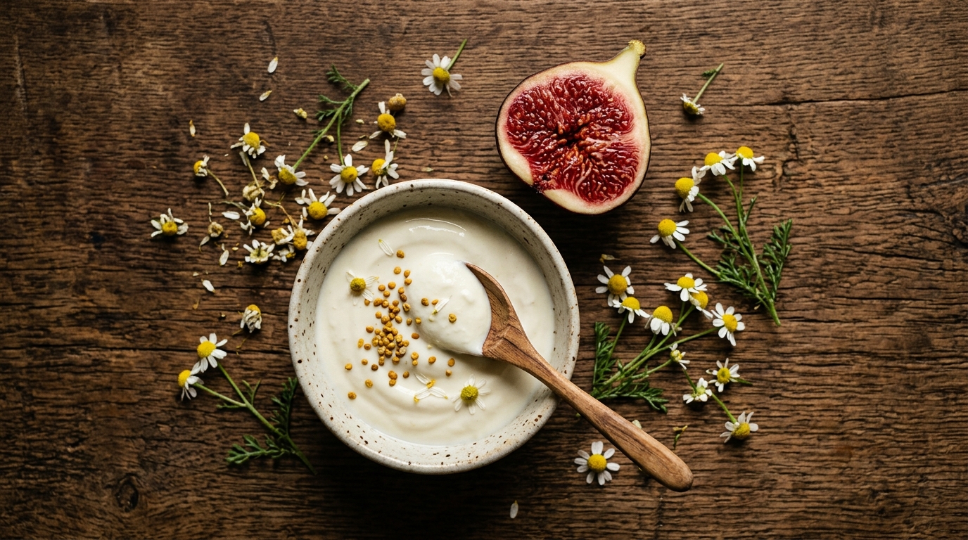 fig yogurt botanicals overhead table gut health editorial