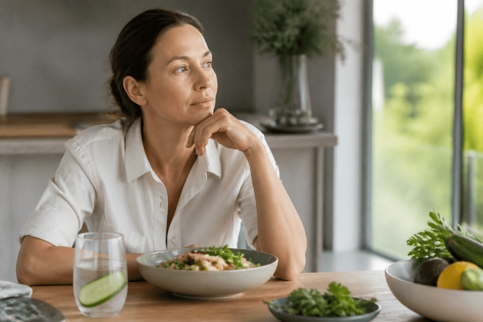 What Usually Connects Evening Bloating And A More Restless Complexion? editorial visual